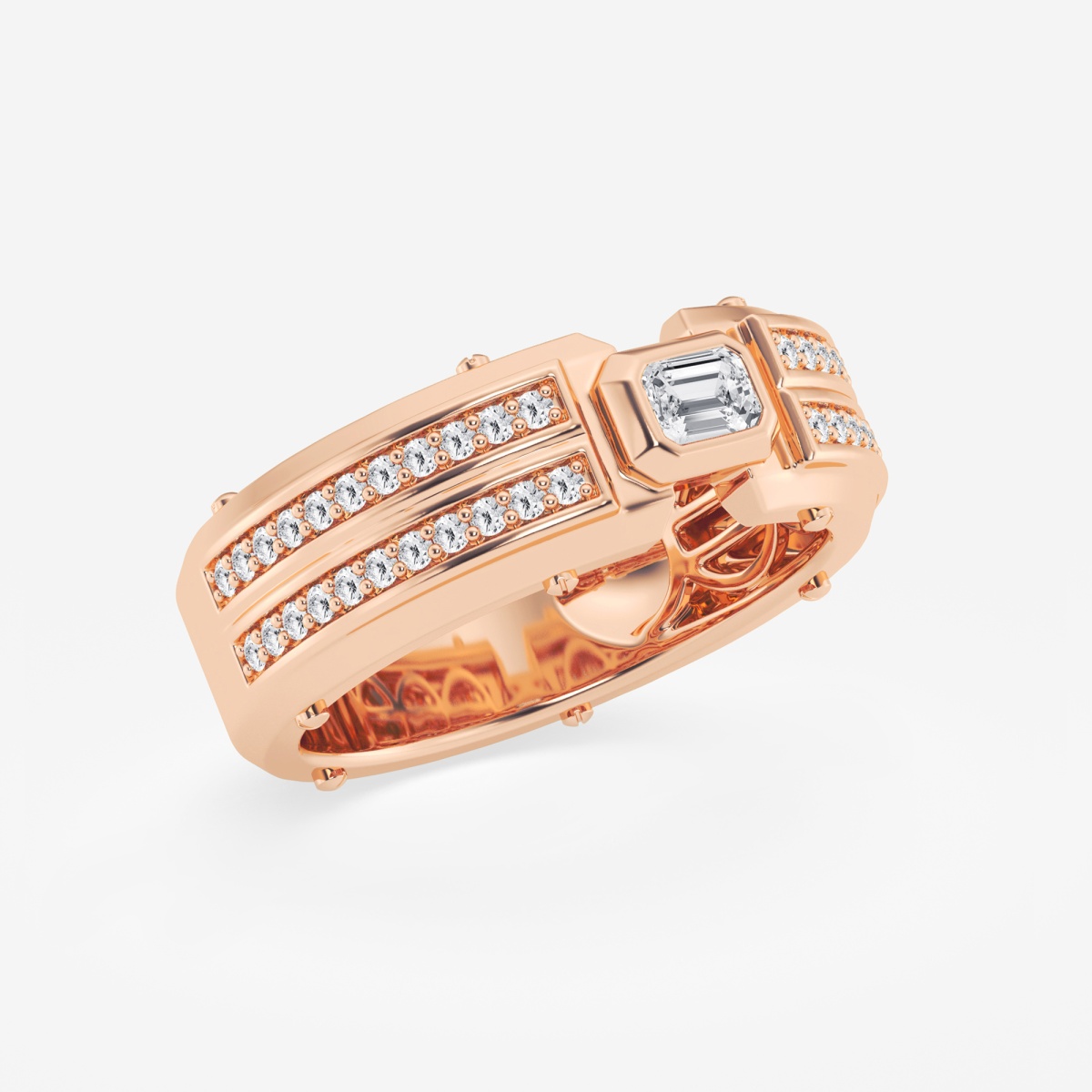 Additional Image 1 for  2/3 ctw Emerald Lab Grown Diamond East-West Solitaire Wedding Band