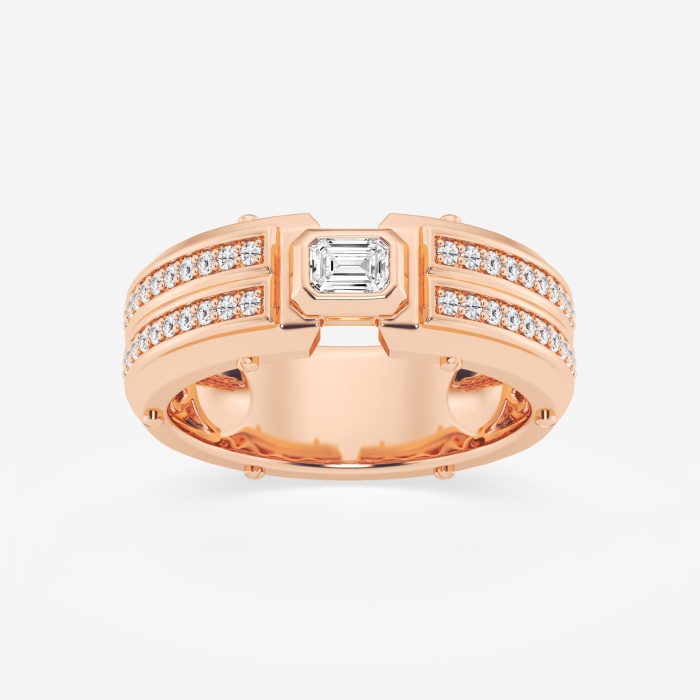 2/3 ctw Emerald Lab Grown Diamond East-West Solitaire Wedding Band