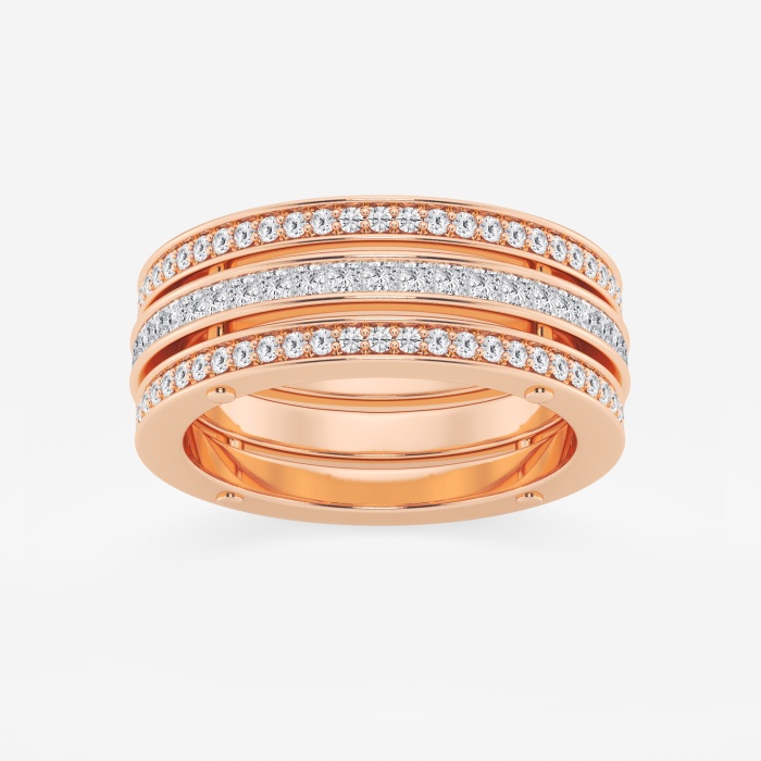2 ctw Princess and Round Lab Grown Diamond Triple Row Eternity Band - 8.7mm Width