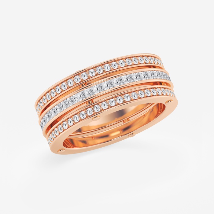2 ctw Princess and Round Lab Grown Diamond Triple Row Eternity Band - 8.7mm Width
