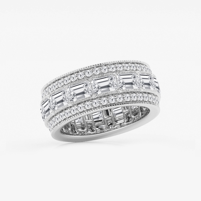 5 1/3 ctw Emerald Lab Grown Diamond Triple Row Eternity Band - 8.7mm Width