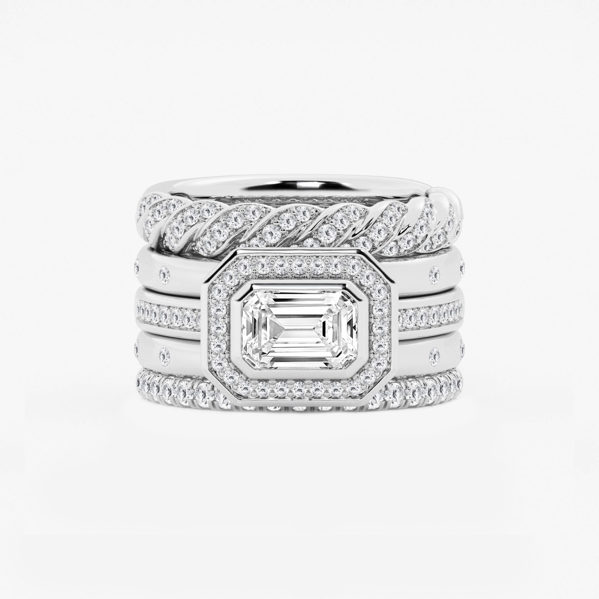 2 1/3 ctw Emerald Lab Grown Diamond East-West Five Piece Fashion Band