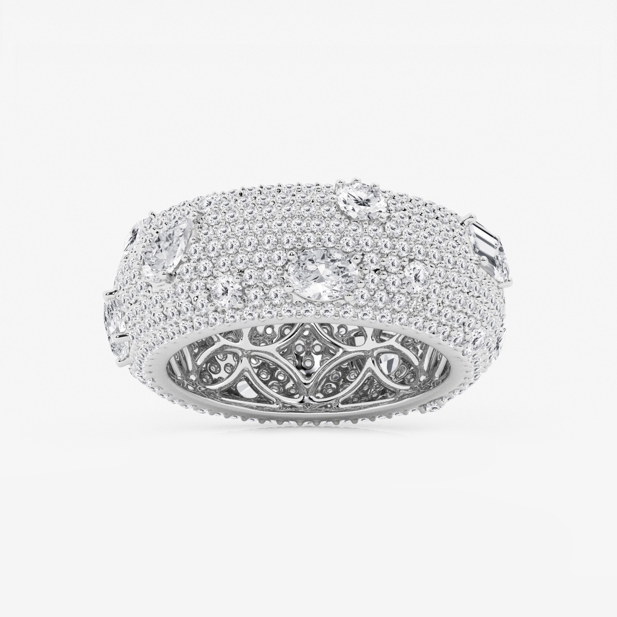 3 3/4 ctw Multi-Shape Lab Grown Diamond Pave Scatter Eternity Band