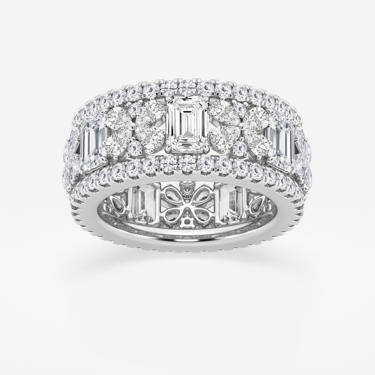 6 ctw Multi-Shape Lab Grown Diamond Butterfly and Emerald Eternity Band
