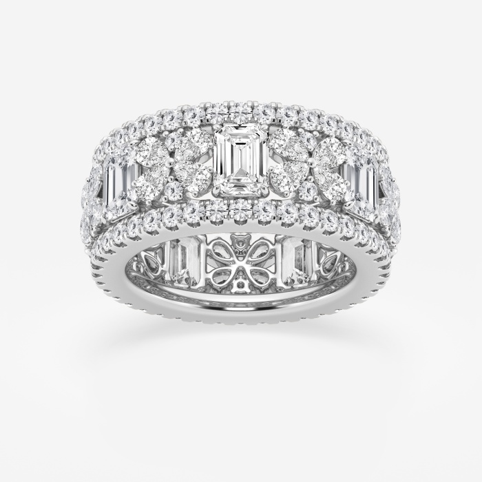6 ctw Multi-Shape Lab Grown Diamond Butterfly and Emerald Eternity Band