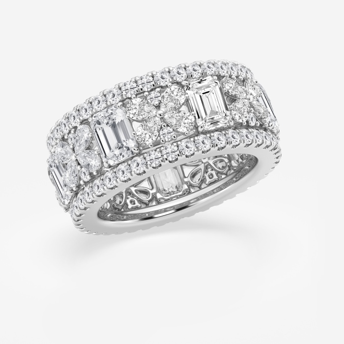 6 ctw Multi-Shape Lab Grown Diamond Butterfly and Emerald Eternity Band