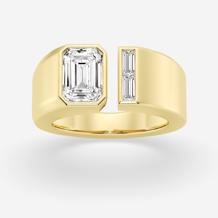 2 3/4 ctw Emerald Lab Grown Diamond Two Stone Solitaire Engagement Ring