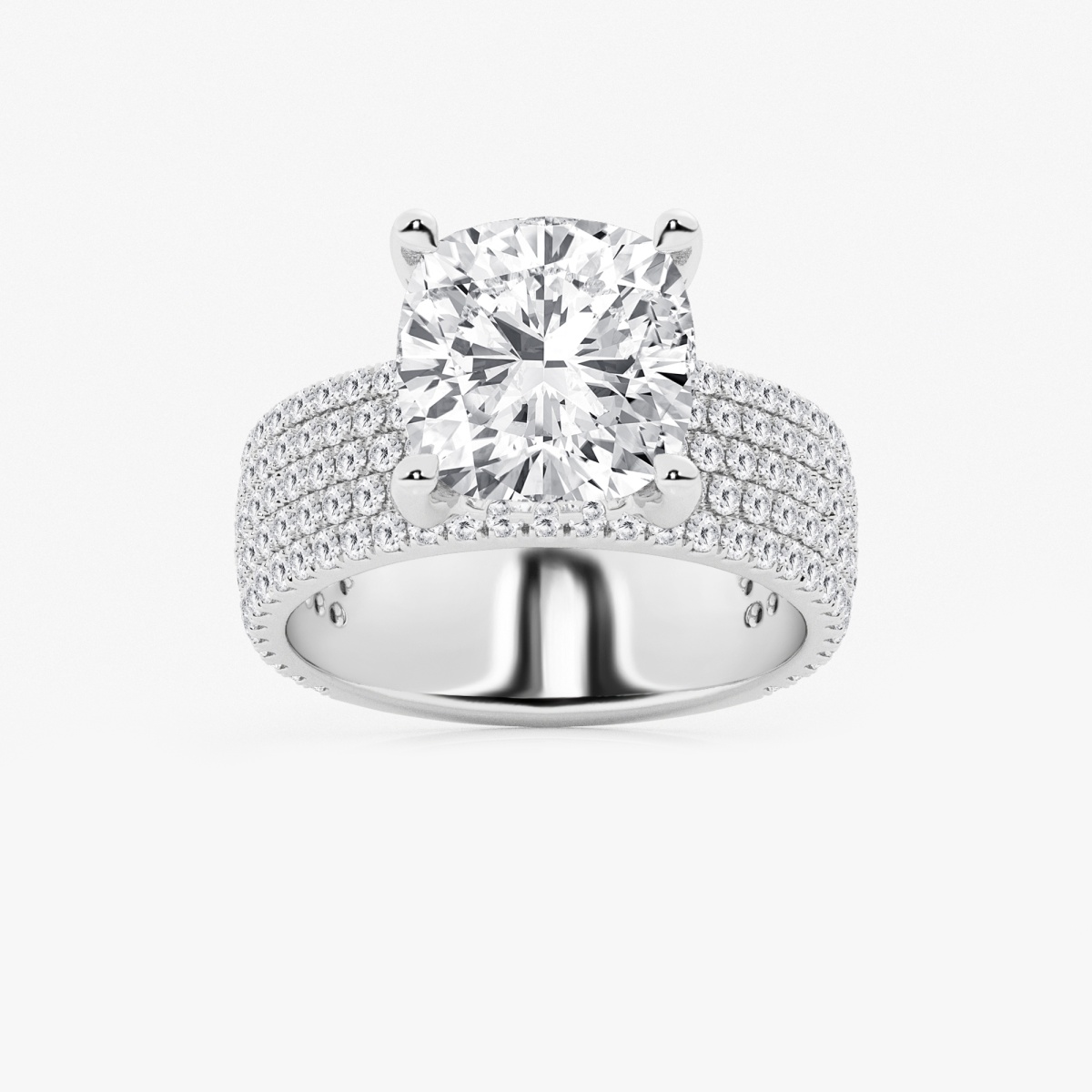 3 7/8 ctw Cushion Lab Grown Diamond Hidden Halo Engagement Ring