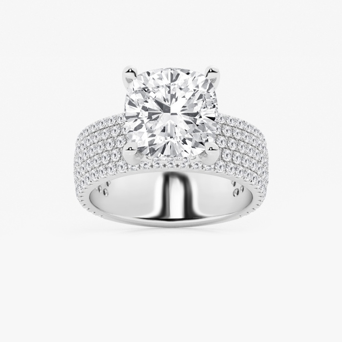 3 7/8 ctw Cushion Lab Grown Diamond Hidden Halo Engagement Ring