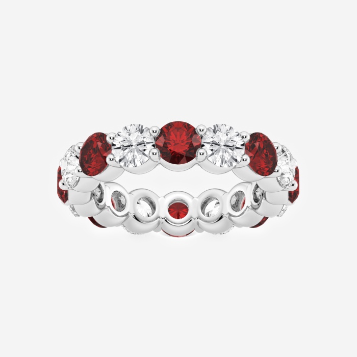 4.6 mm Round Cut Created Ruby and 2 2/3 ctw Round Lab Grown Diamond Eternity Band - 4.6mm Width