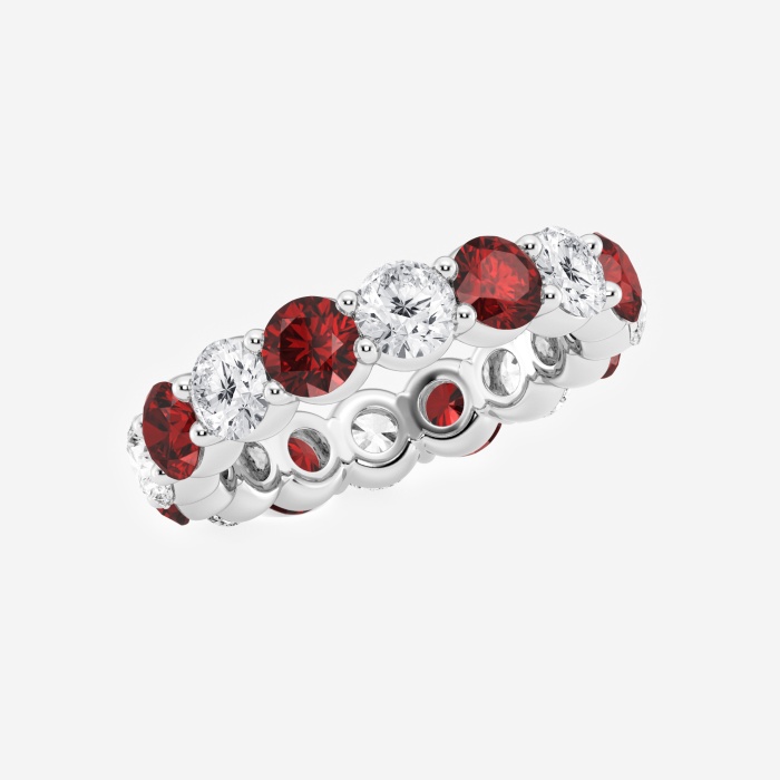 4.6 mm Round Cut Created Ruby and 2 2/3 ctw Round Lab Grown Diamond Eternity Band - 4.6mm Width