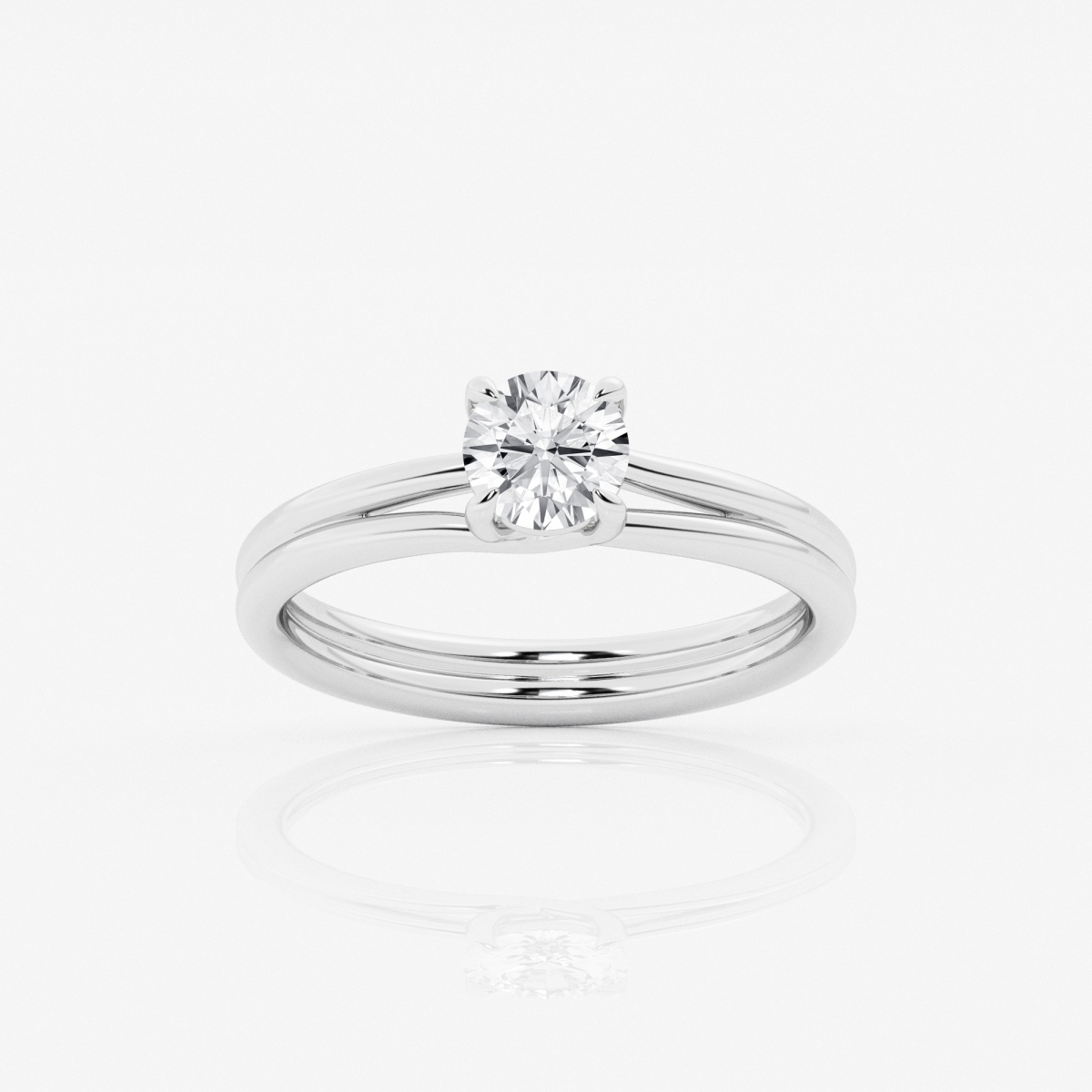 3/4 ctw Round Lab Grown Diamond Double Shank Trellis Solitaire Engagement Ring