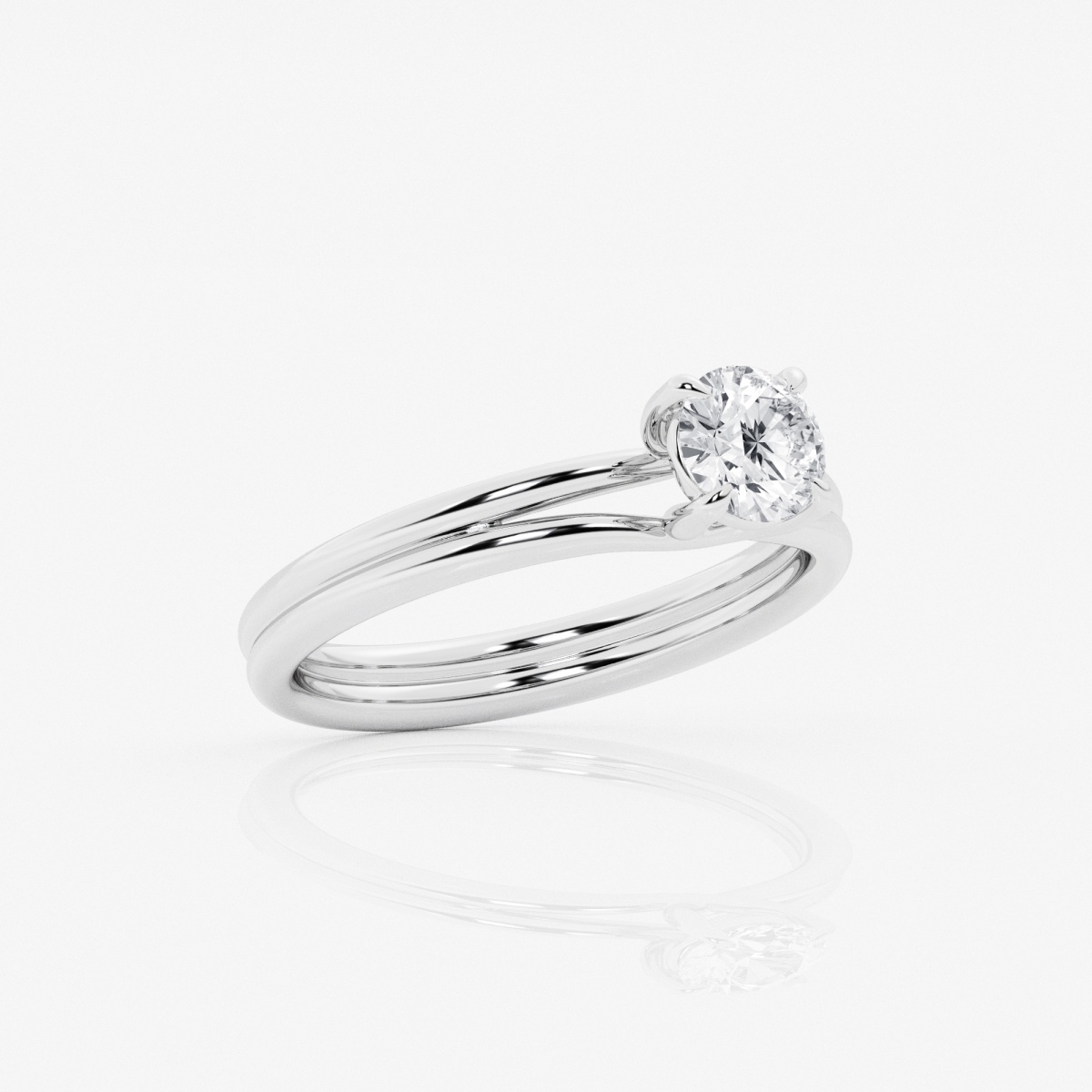Additional Image 2 for  3/4 ctw Round Lab Grown Diamond Double Shank Trellis Solitaire Engagement Ring