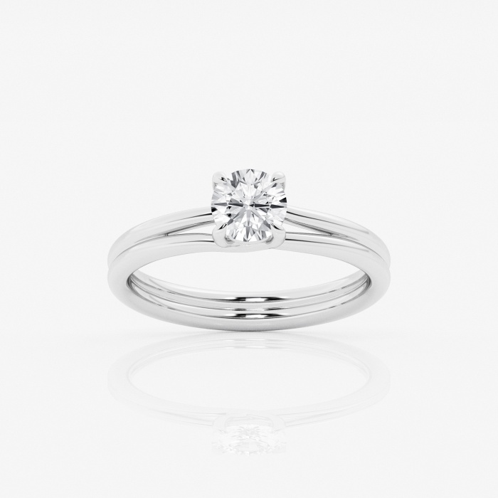 3/4 ctw Round Lab Grown Diamond Double Shank Trellis Solitaire Engagement Ring