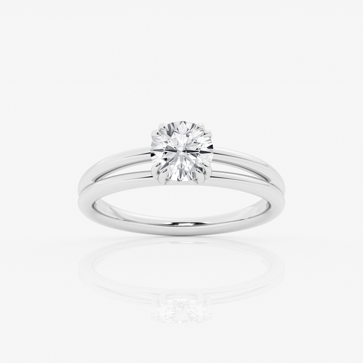 3/4 ctw Round Lab Grown Diamond Double Band Solitaire Engagement Ring