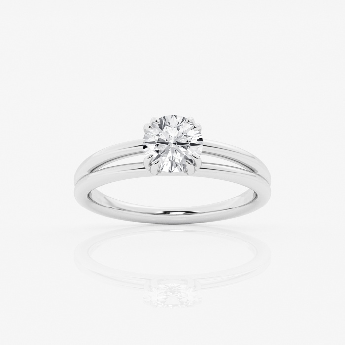 3/4 ctw Round Lab Grown Diamond Double Band Solitaire Engagement Ring