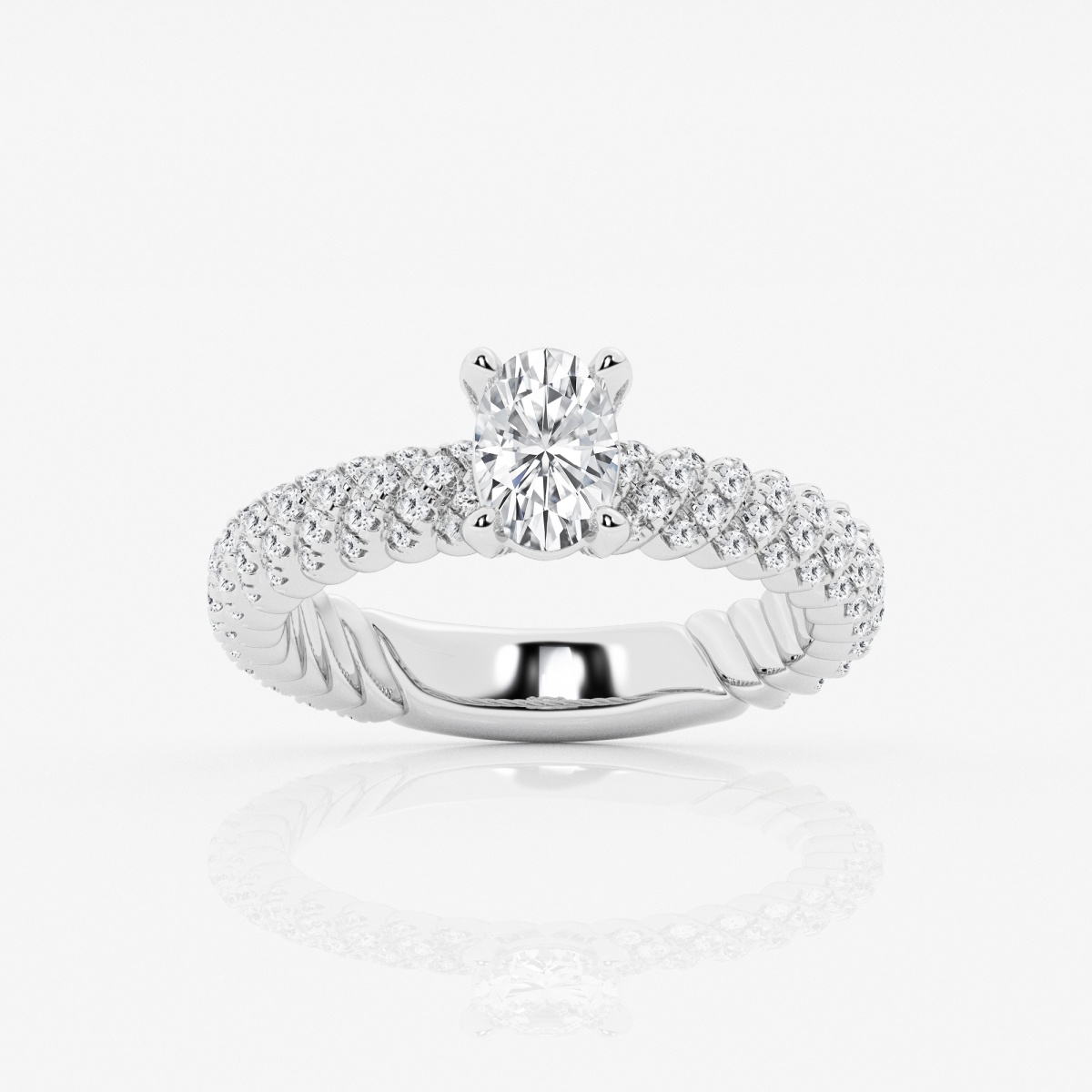 1 2/5 ctw Oval Lab Grown Diamond Braided Hidden Halo Engagement Ring