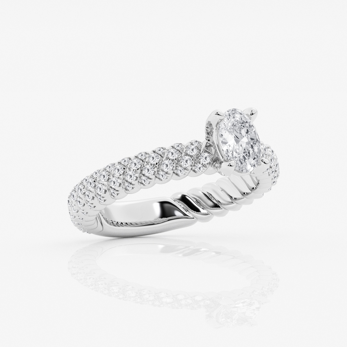 Additional Image 2 for  1 2/5 ctw Oval Lab Grown Diamond Braided Hidden Halo Engagement Ring