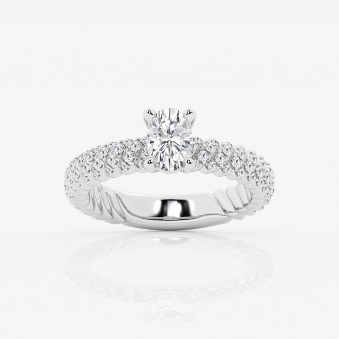 1 2/5 ctw Oval Lab Grown Diamond Braided Hidden Halo Engagement Ring