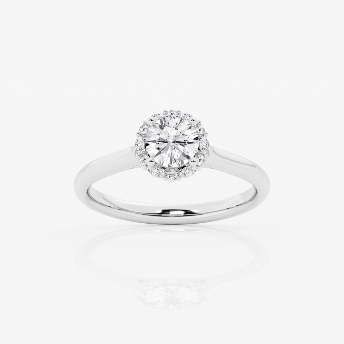 1 1/8 ctw Round Lab Grown Diamond Marquise and Round with Hidden Accent Profile Halo Engagement Ring