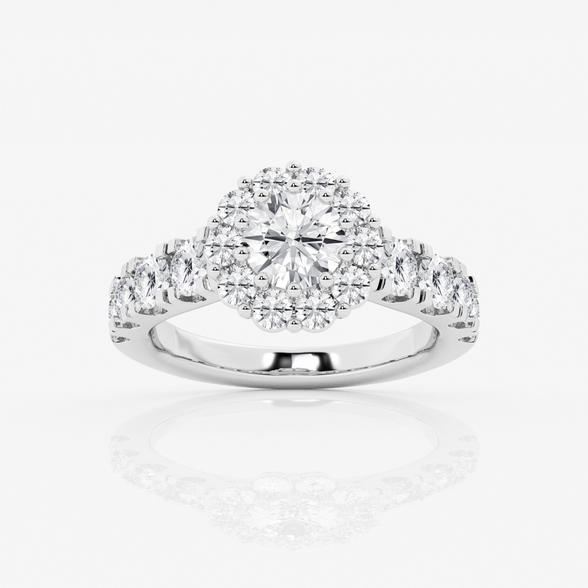 2 3/4 ctw Round Lab Grown Diamond Split Prong Engagement Ring With Large Halo