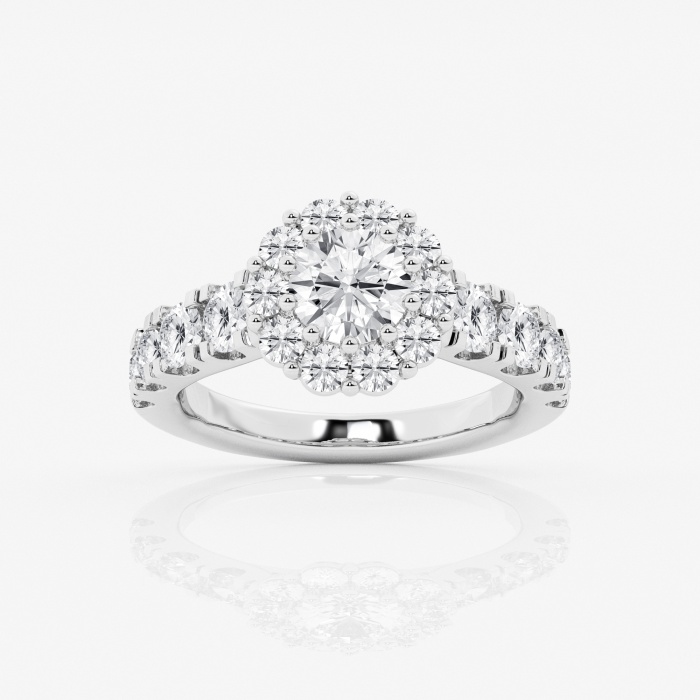 2 3/4 ctw Round Lab Grown Diamond Split Prong Engagement Ring With Large Halo