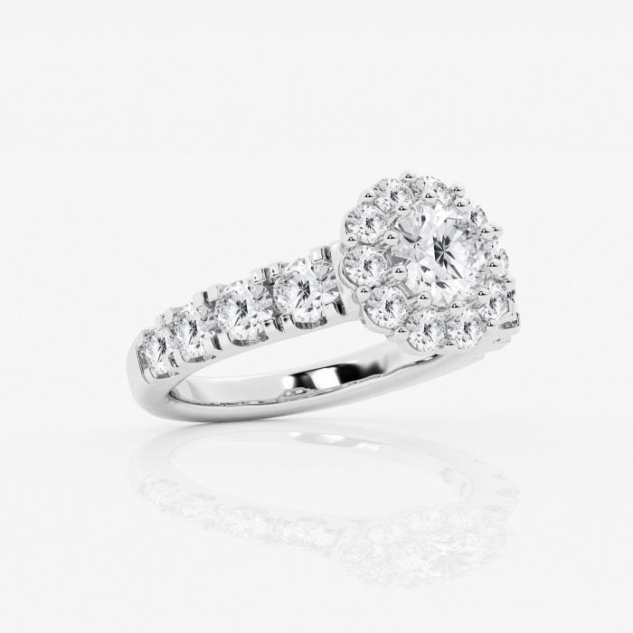 2 3/4 ctw Round Lab Grown Diamond Split Prong Engagement Ring With Large Halo