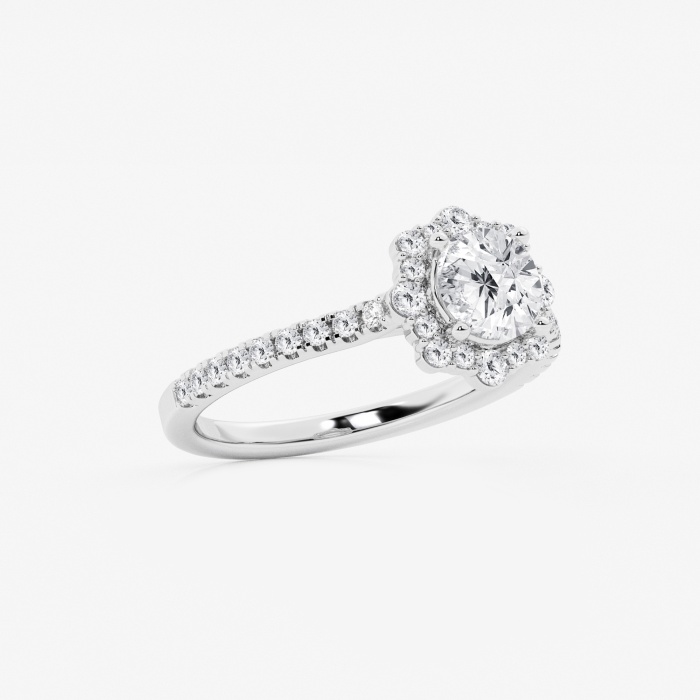 1 1/2 ctw Round Lab Grown Diamond Floral Halo Engagement Ring