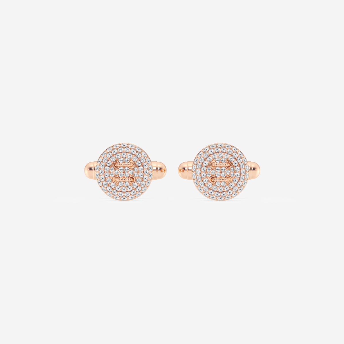 1 1/8 ctw Round Lab Grown Diamond Button Style Cufflinks