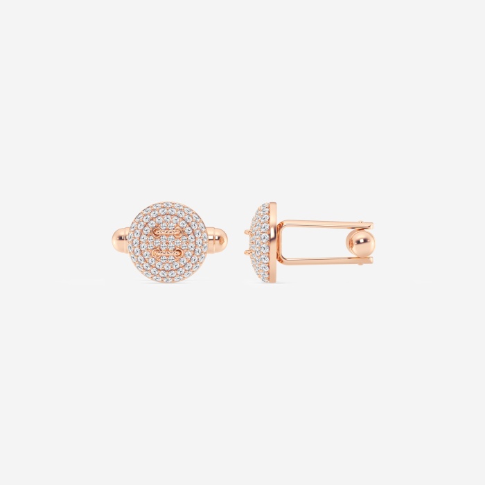 1 1/8 ctw Round Lab Grown Diamond Button Style Cufflinks