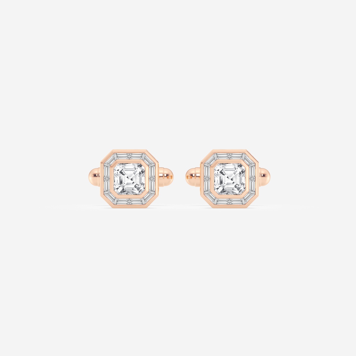 4 ctw Asscher Lab Grown Diamond with Baguette Frame Cufflinks