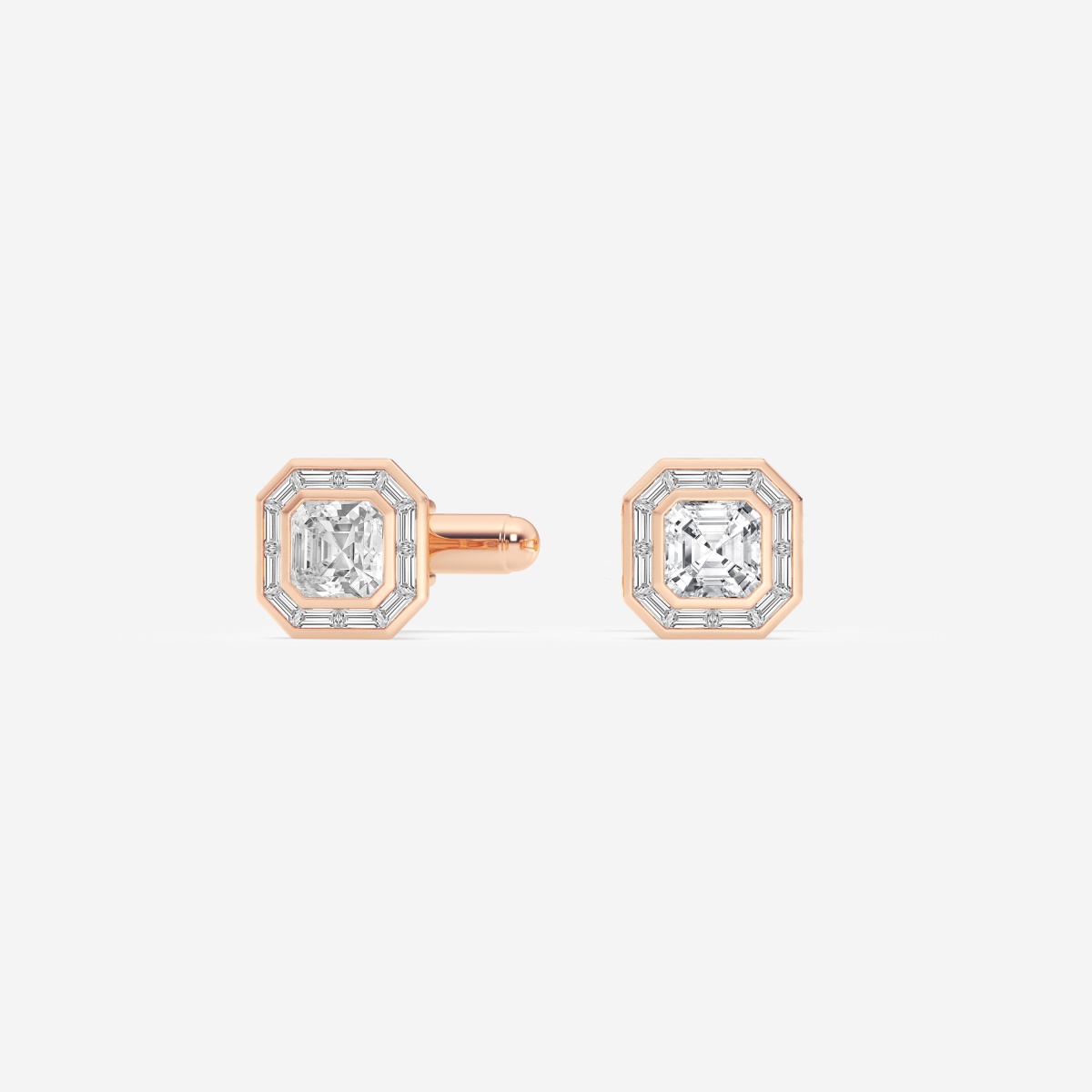 Additional Image 1 for  4 ctw Asscher Lab Grown Diamond with Baguette Frame Cufflinks