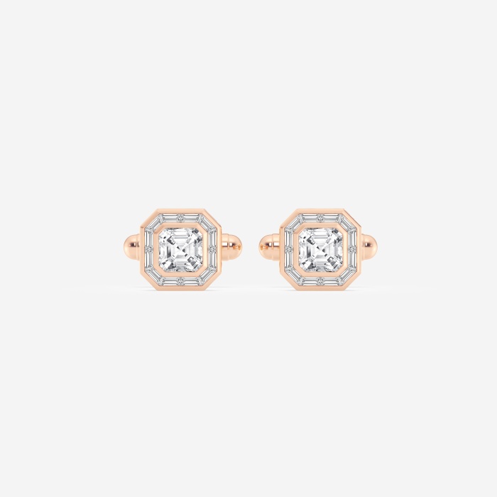 4 ctw Asscher Lab Grown Diamond with Baguette Frame Cufflinks