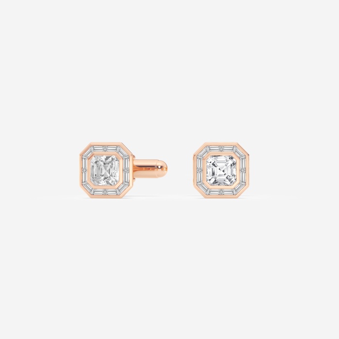 4 ctw Asscher Lab Grown Diamond with Baguette Frame Cufflinks