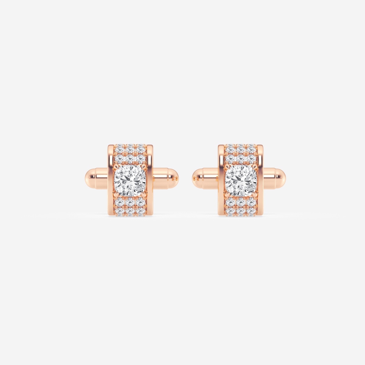 2 3/4 ctw Cushion Lab Grown Diamond with Waterfall Pave Cufflinks