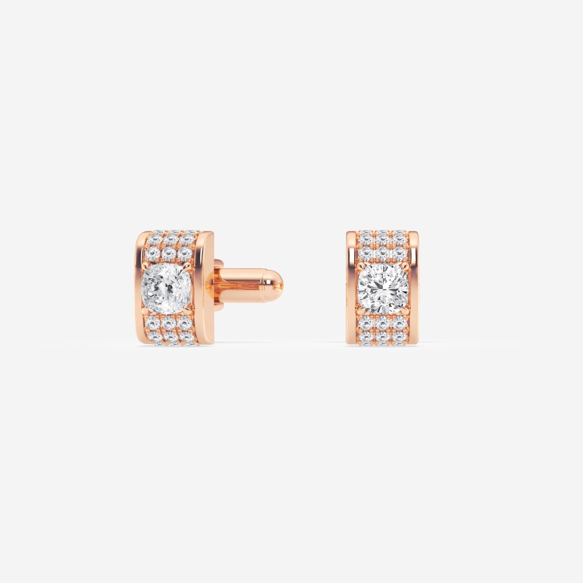 Additional Image 1 for  2 3/4 ctw Cushion Lab Grown Diamond with Waterfall Pave Cufflinks