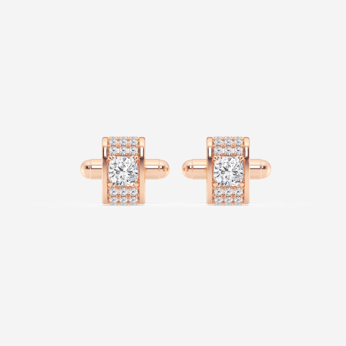 2 3/4 ctw Cushion Lab Grown Diamond with Waterfall Pave Cufflinks