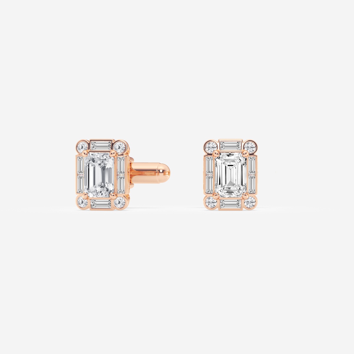 Additional Image 1 for  5 1/2 ctw Emerald Lab Grown Diamond Framed Cufflinks