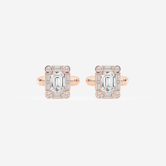 5 1/2 ctw Emerald Lab Grown Diamond Framed Cufflinks