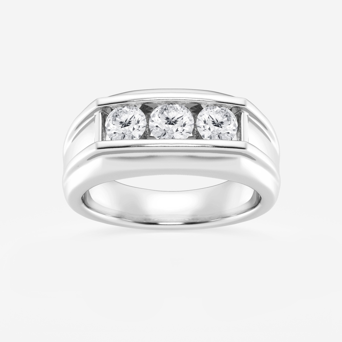 7/8 ctw Round Lab Grown Diamond Three-Stone Wedding Band