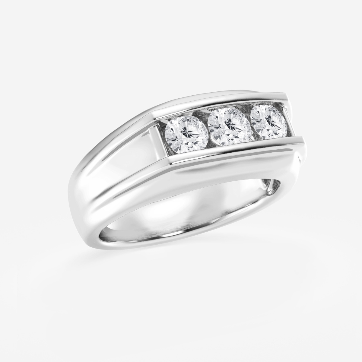 Additional Image 1 for  7/8 ctw Round Lab Grown Diamond Three-Stone Wedding Band