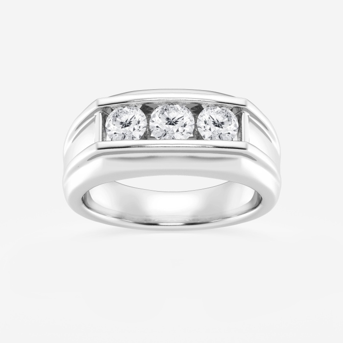 7/8 ctw Round Lab Grown Diamond Three-Stone Wedding Band
