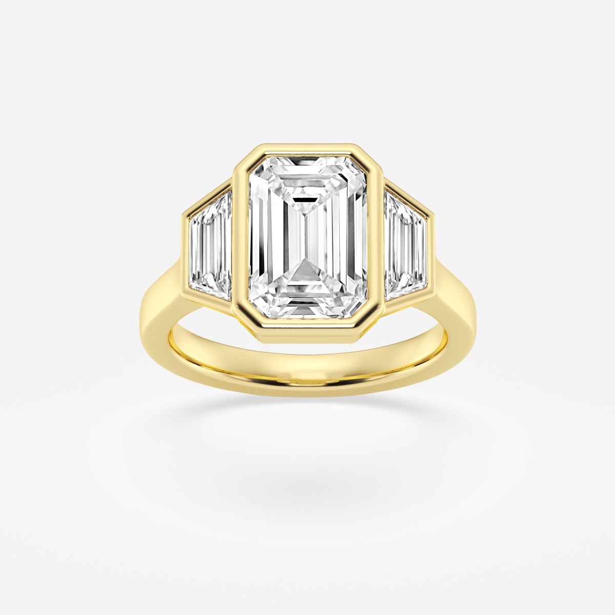 5 ctw Emerald Lab Grown Diamond Three Stone Engagement Ring