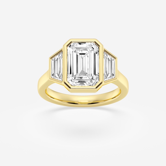 5 ctw Emerald Lab Grown Diamond Three Stone Engagement Ring