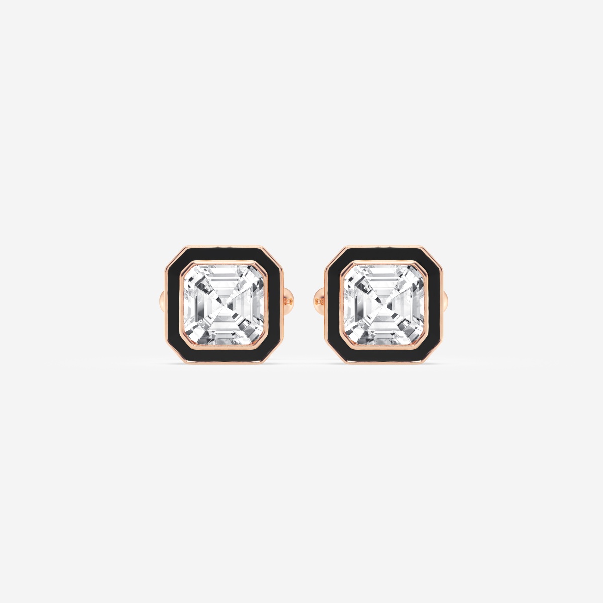 14 ctw Asscher Lab Grown Diamond Black Enamel Cufflinks