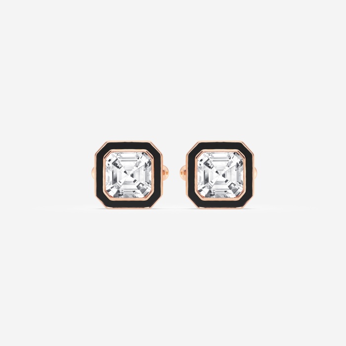 14 ctw Asscher Lab Grown Diamond Black Enamel Cufflinks