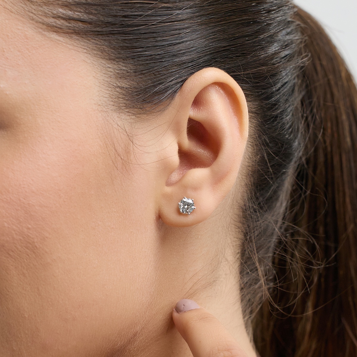 Additional Image 3 for  1 1/2 ctw Round Lab Grown Diamond Six Prong Stud Earrings