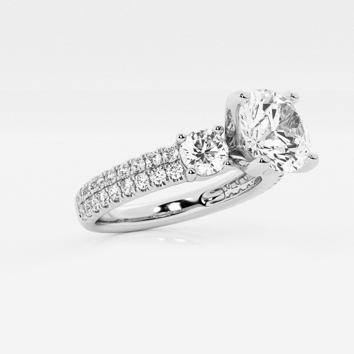 Additional Image 1 for  1 3/4 ctw Round Lab Grown Diamond Engagement Ring with Double Row Side Accents