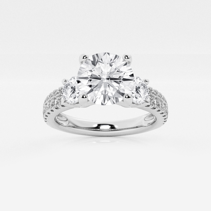 1 3/4 ctw Round Lab Grown Diamond Engagement Ring with Double Row Side Accents