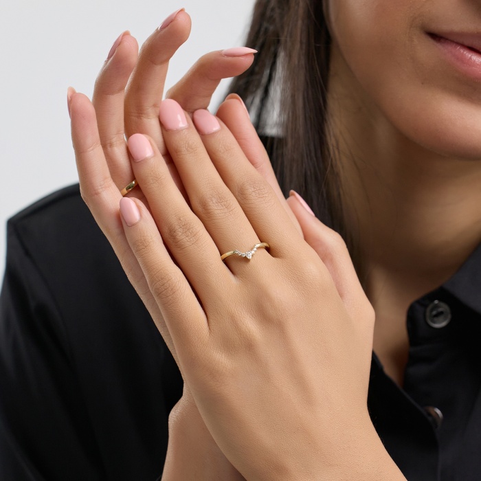 1/10 ctw Pear Lab Grown Diamond Crescent Shape Stackable Ring